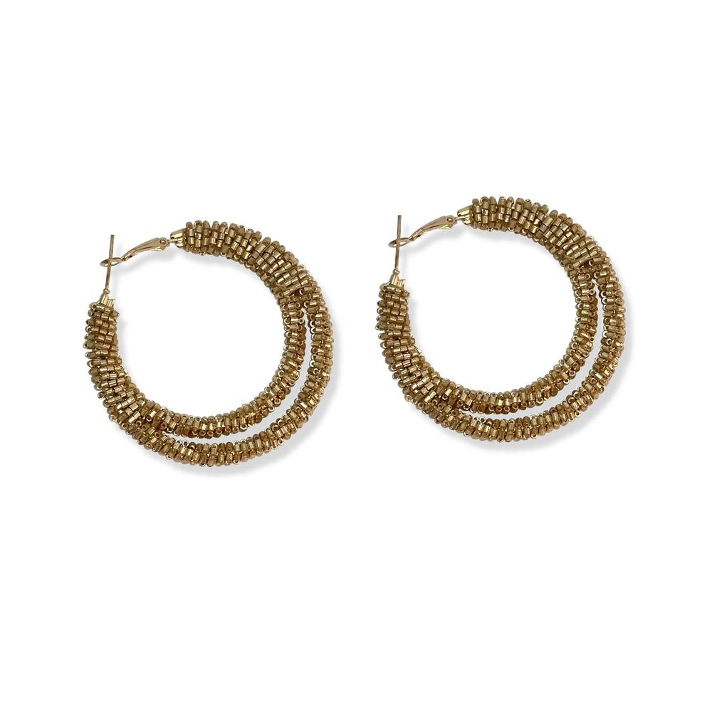 Gold Bead Hoop Earrings