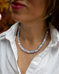 Mykonos Pearl/Stone Necklace
