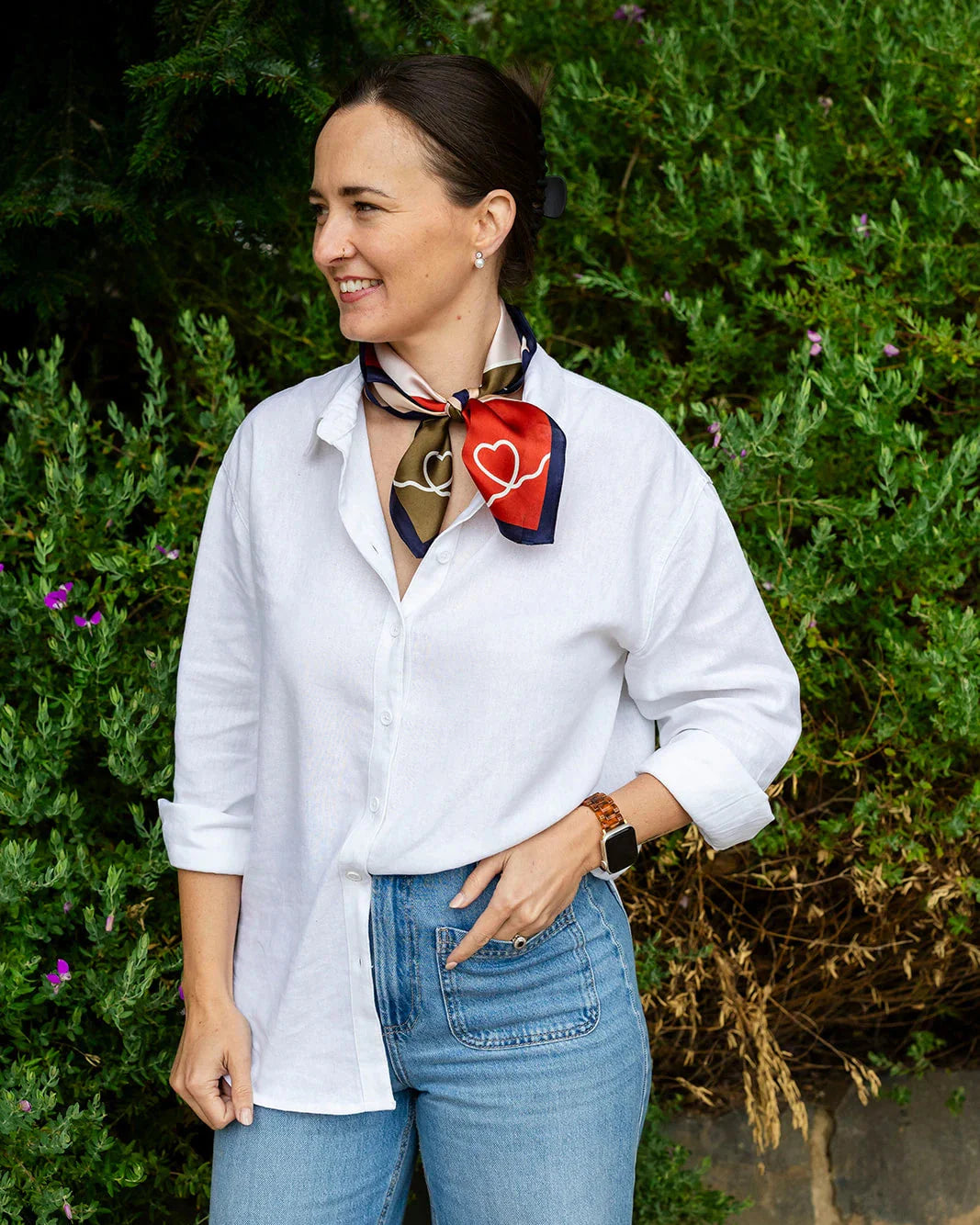 Silk Abstract Heart Neck Scarf