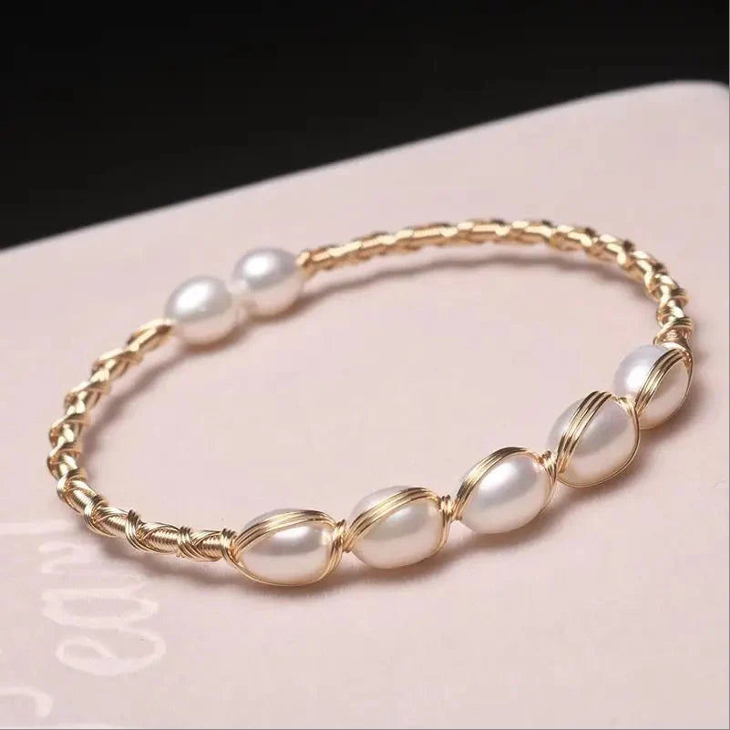 Freshwater Pearl Gold Cuff Bracelet