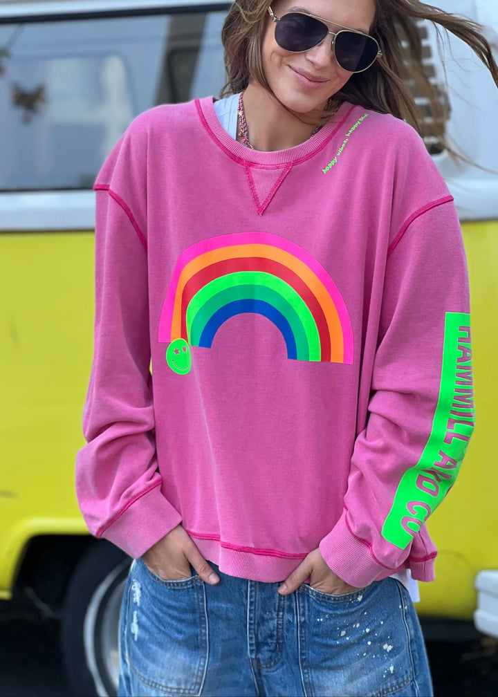 VINTAGE RAINBOW SWEAT - WASHED PINK