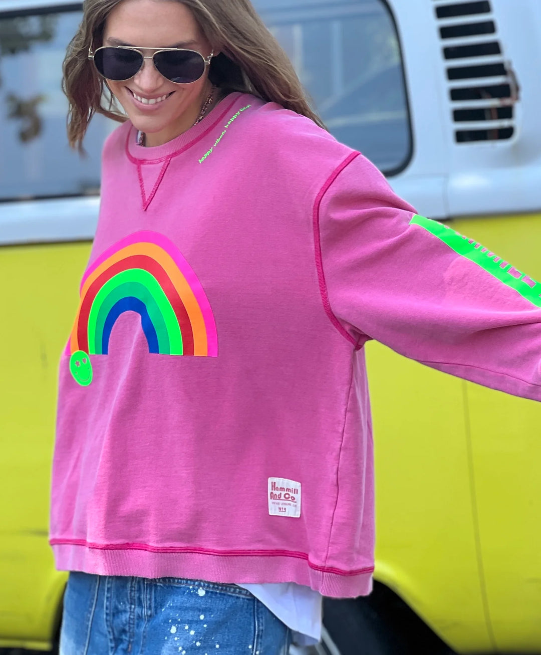 VINTAGE RAINBOW SWEAT - WASHED PINK