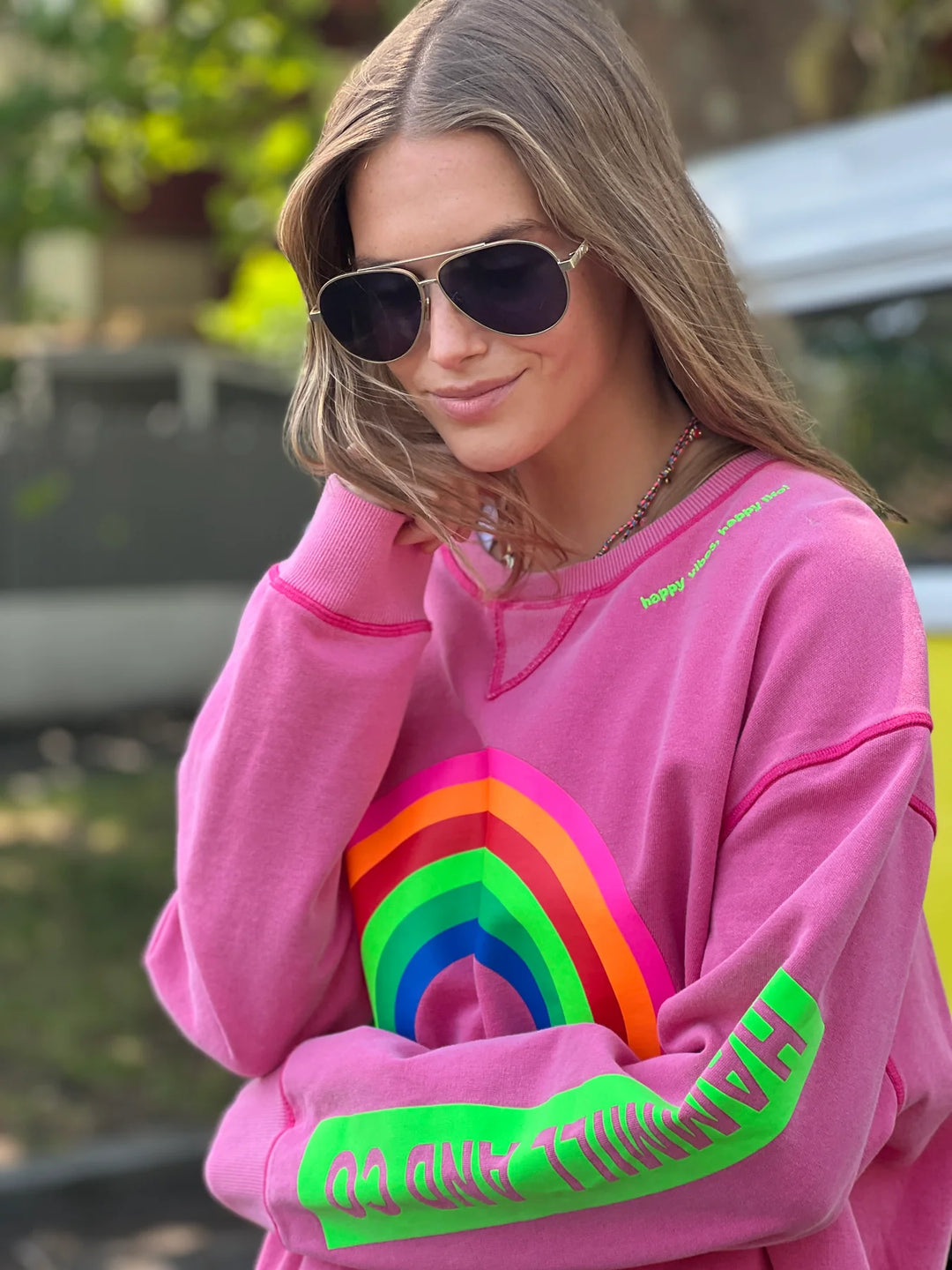 VINTAGE RAINBOW SWEAT - WASHED PINK