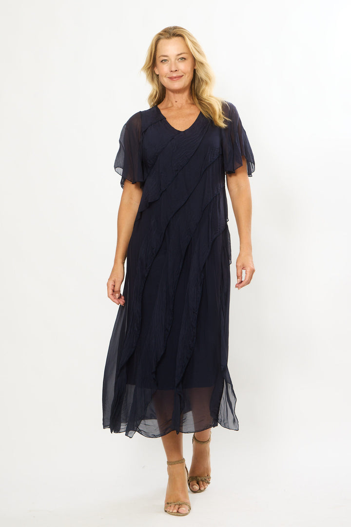 Silky Ruffle Midi dress