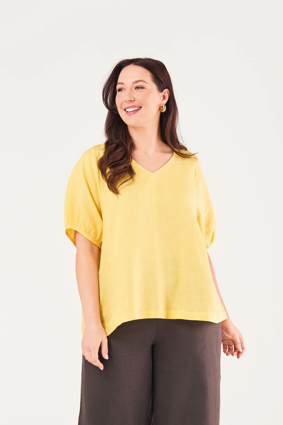 V Neck Bishop Sleeve Top