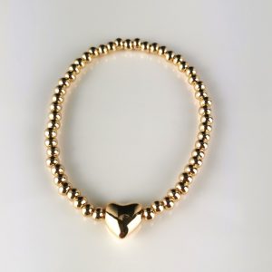 Small bead w Heart stretch bracelet