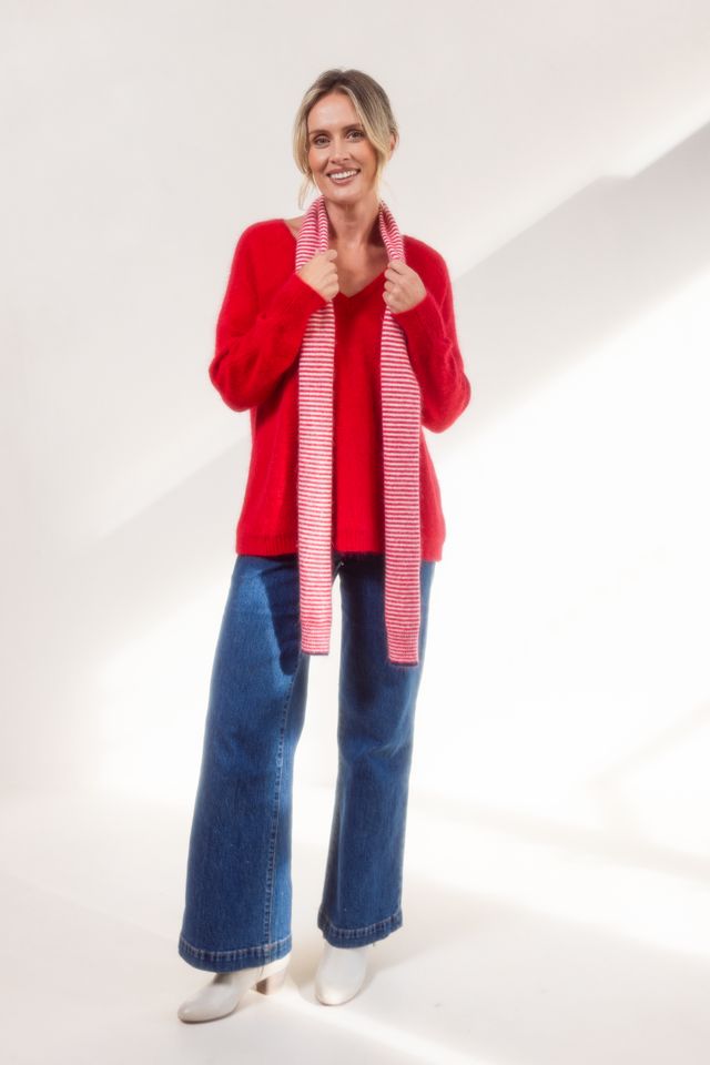 Angora Blend Stripe Scarf