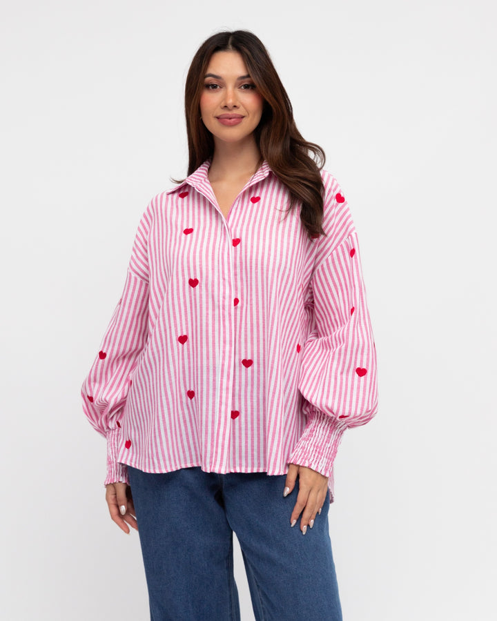 Heart Embroidered Shirt