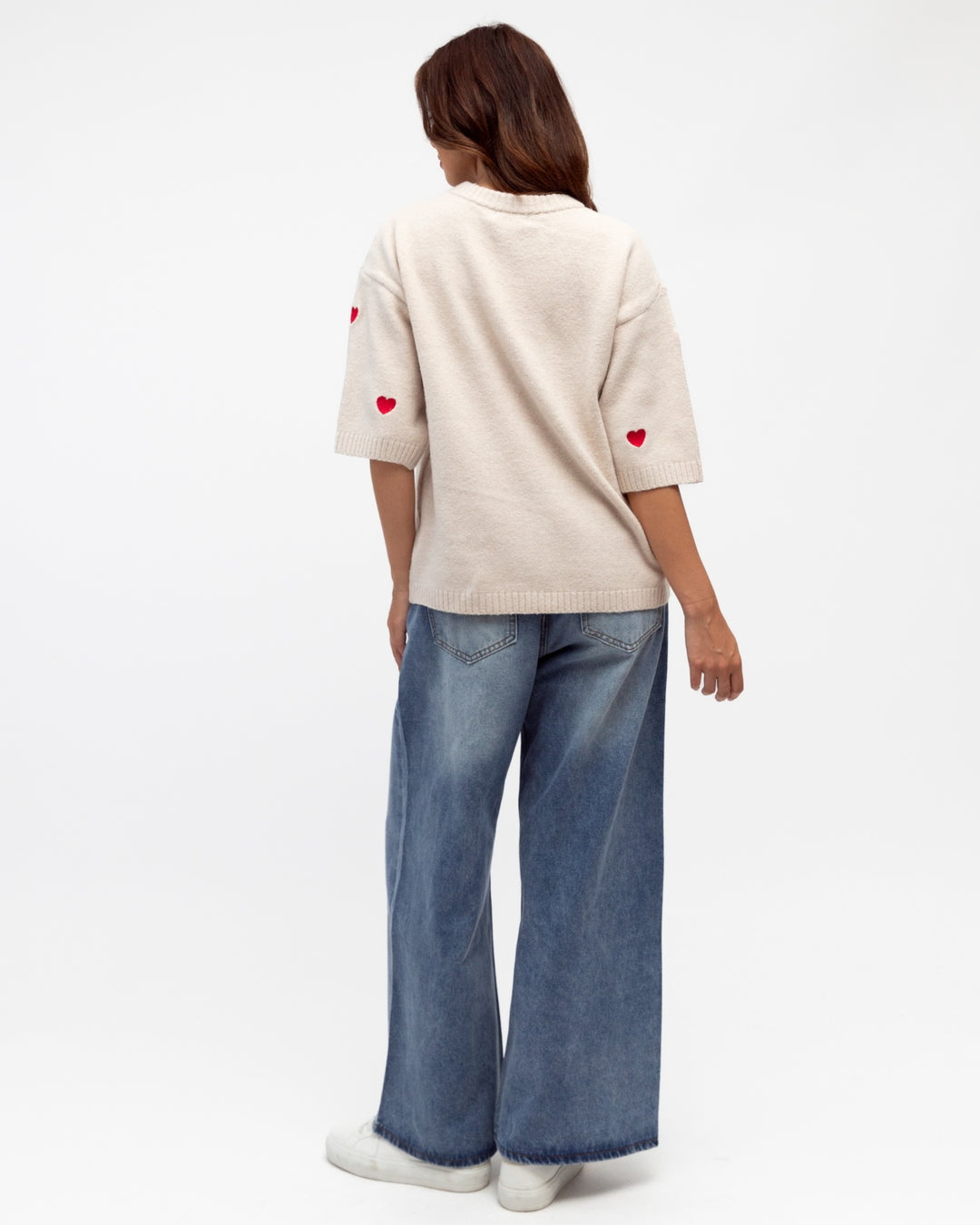 Knit w Red Emb Heart