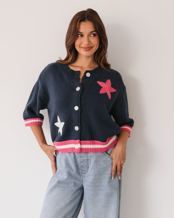 Navy Star Cardigan