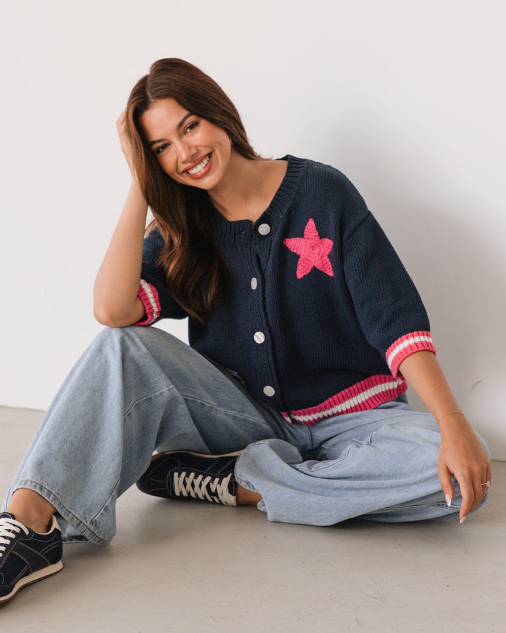 Navy Star Cardigan