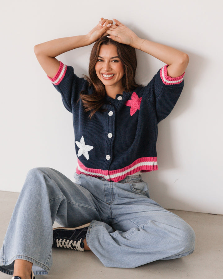Navy Star Cardigan