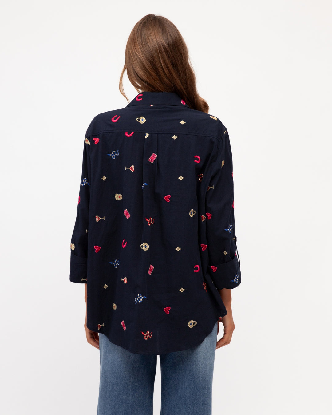 Embroidered Shirt- Navy