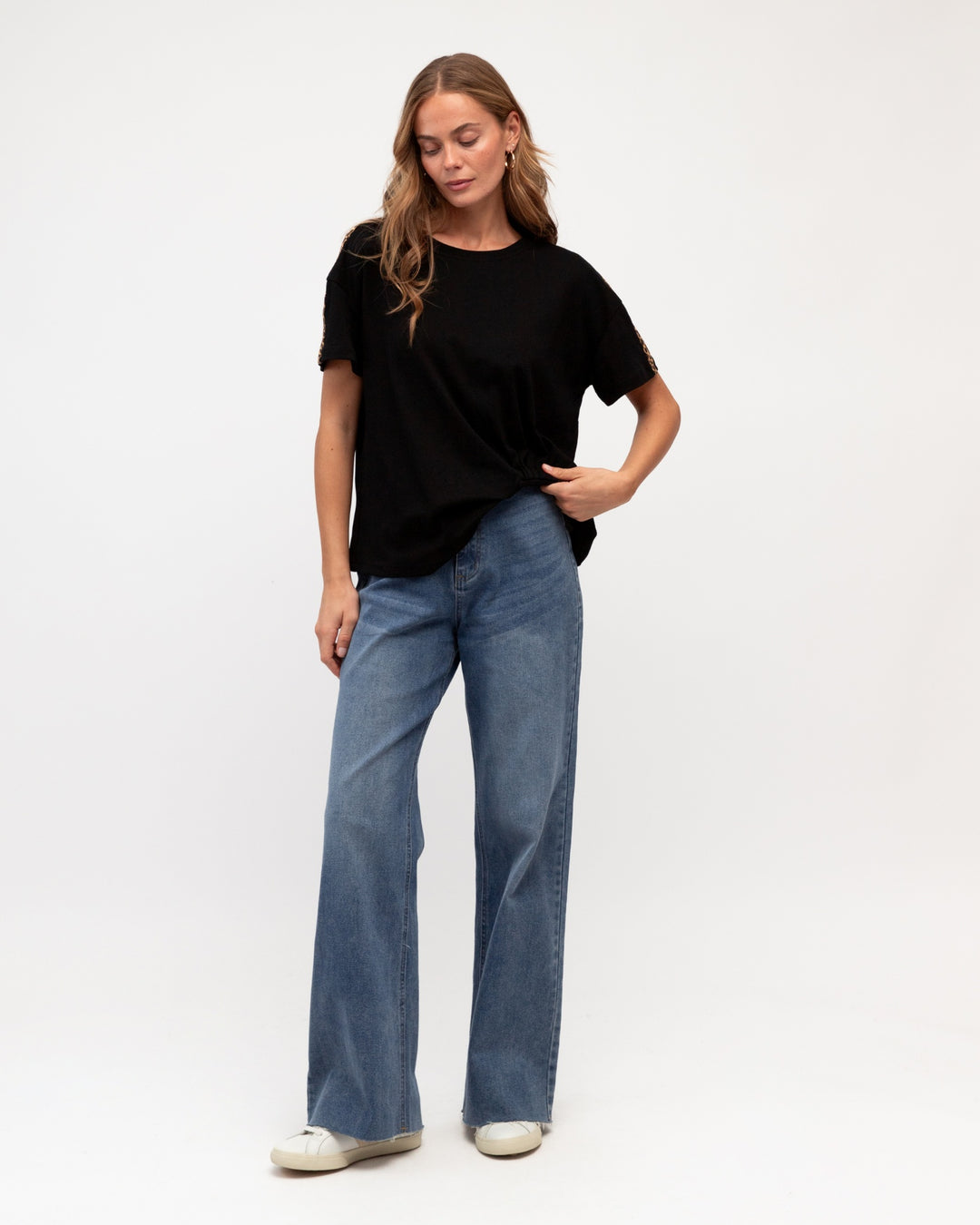 Easy Tuck Tee- Leopard stripe