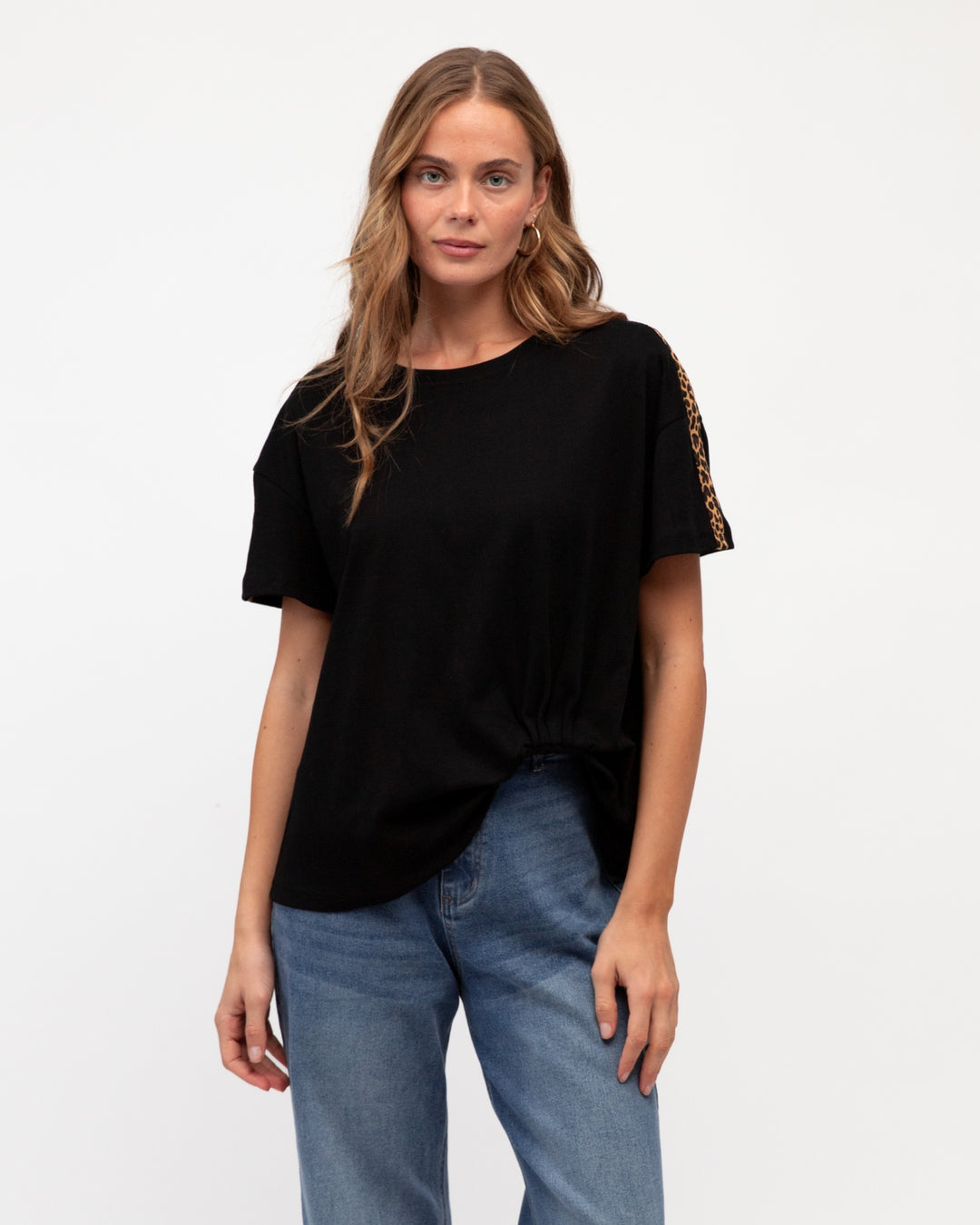 Easy Tuck Tee- Leopard stripe