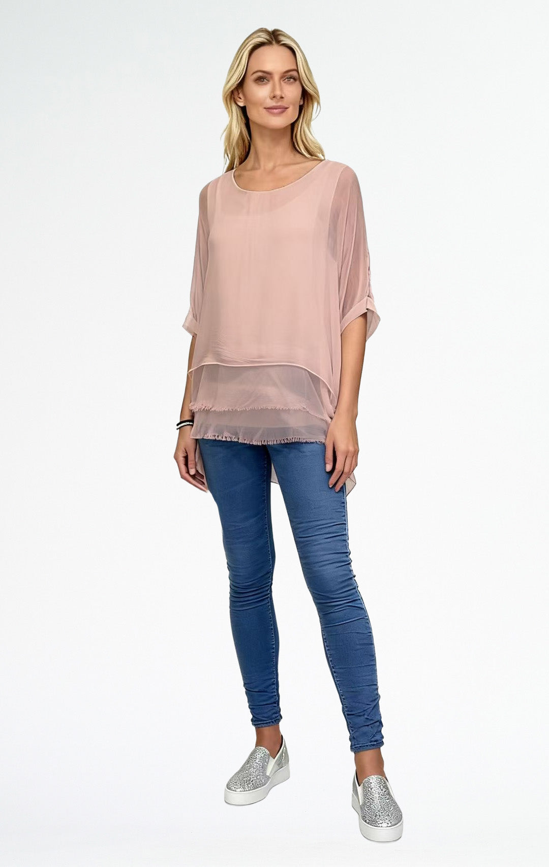 Silky 3 Layer Raw Edge Top