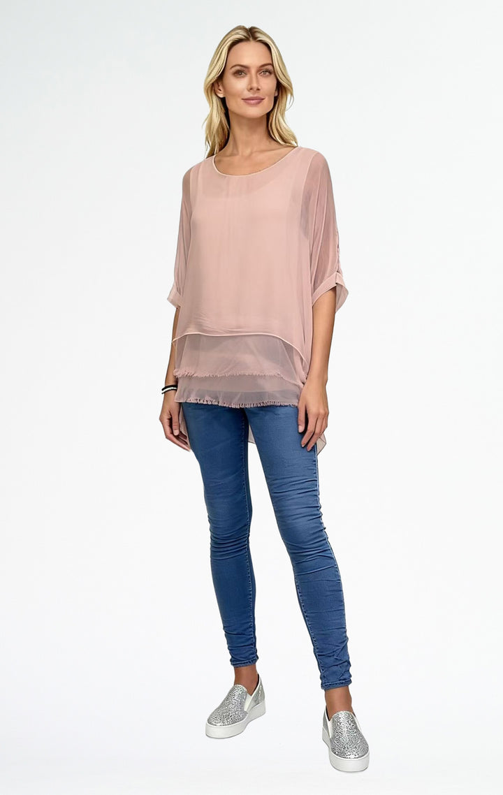 Silky 3 Layer Raw Edge Top