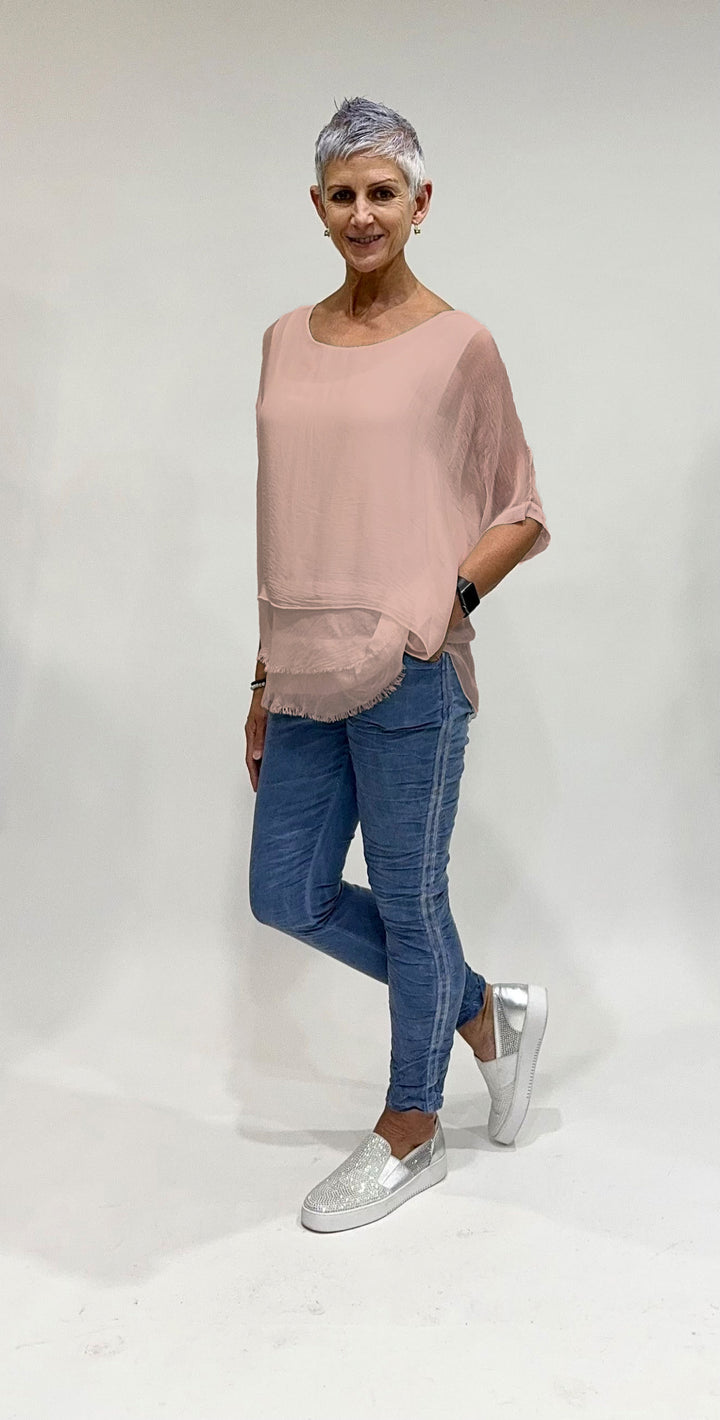 Silky 3 Layer Raw Edge Top