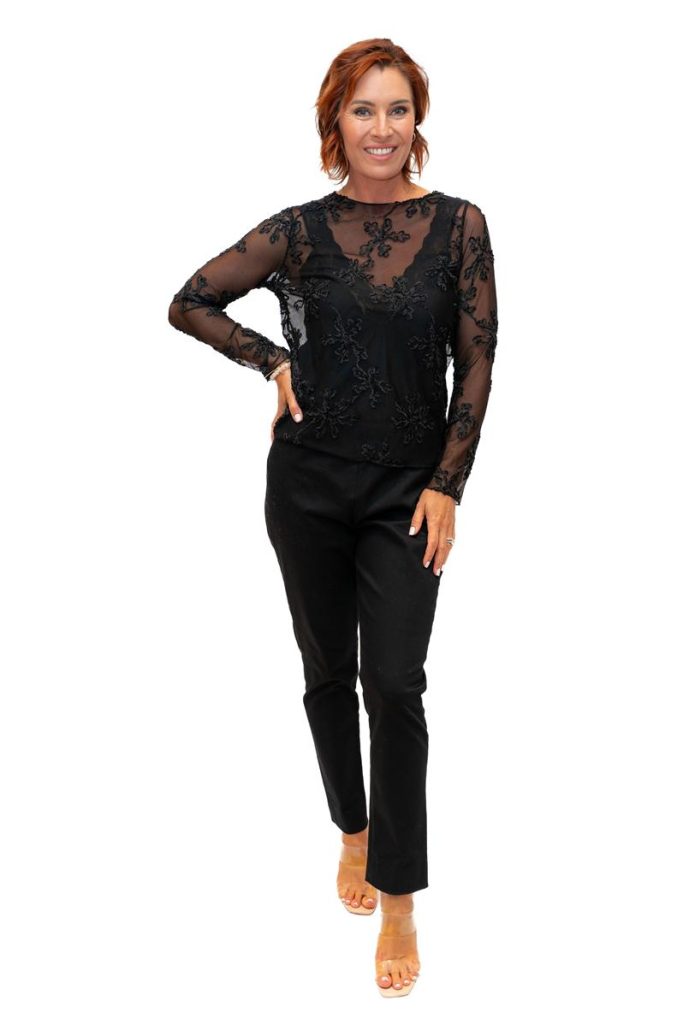 Minx Embroidered Mesh Top