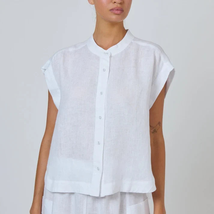 Naturals Linen Shirt- Cap Sleeve
