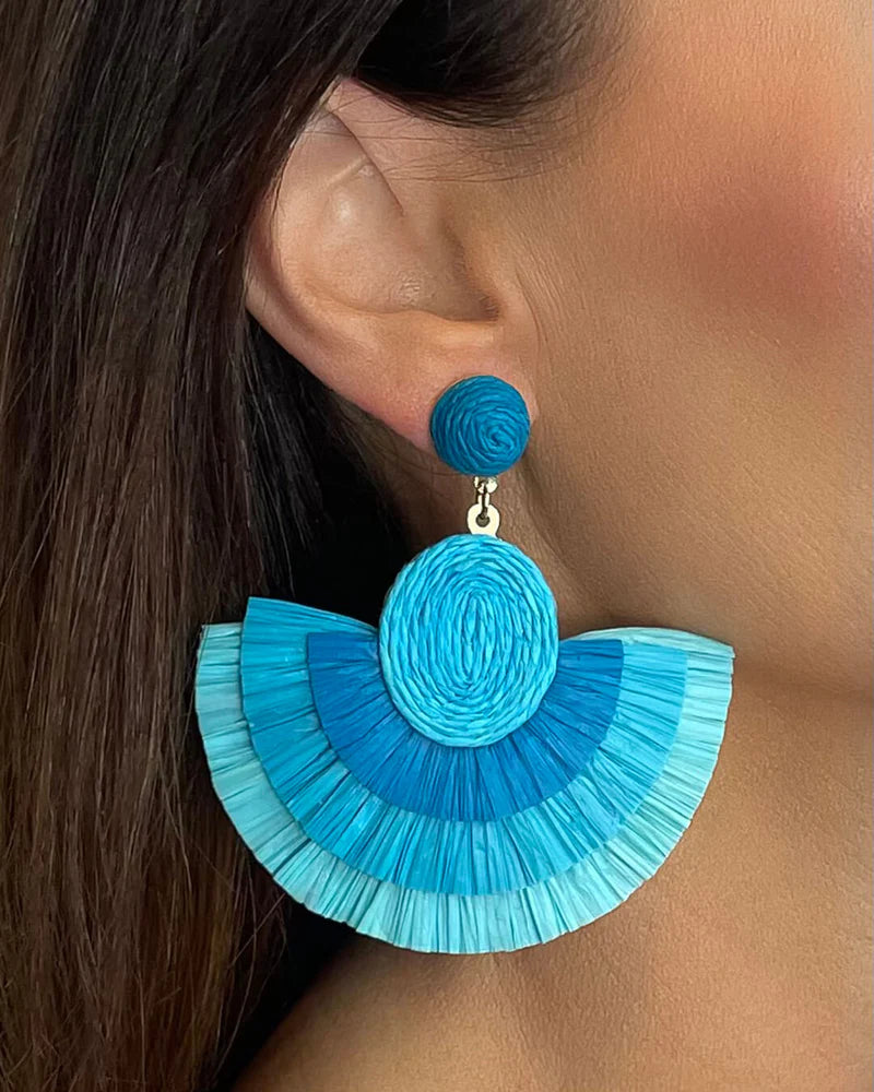 Ombre Raffia Statement Earrings