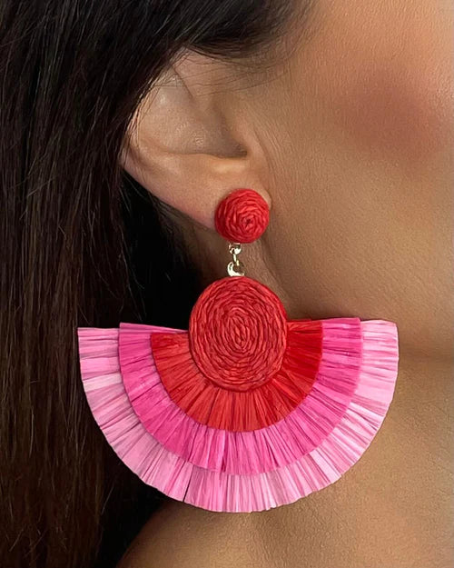 Ombre Raffia Statement Earrings