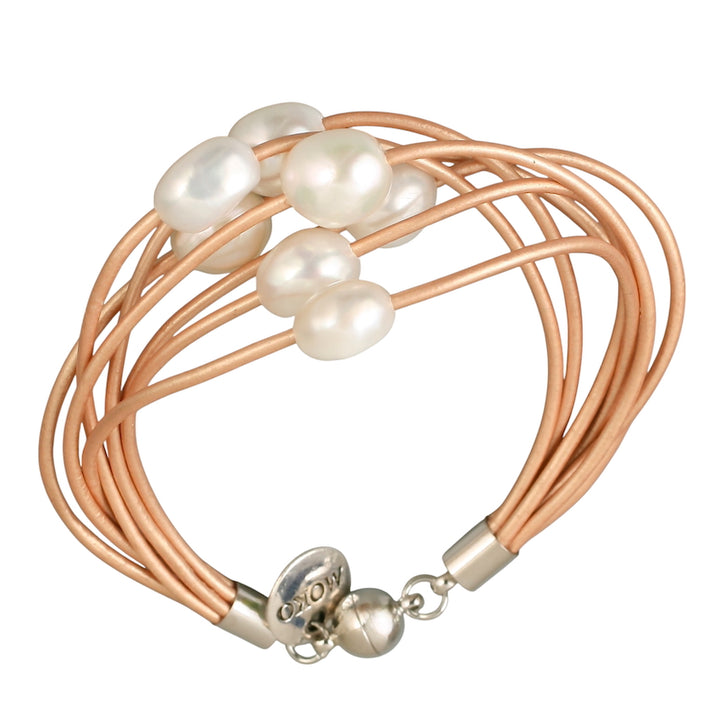 7 strand leather/pearl bracelet