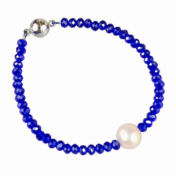 Crystal/Freshwater pearl clasp bracelet