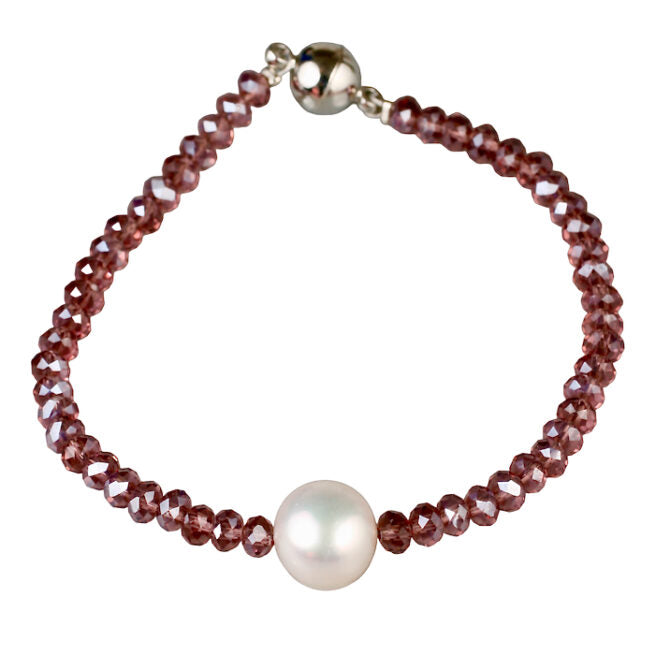 Crystal/Freshwater pearl clasp bracelet