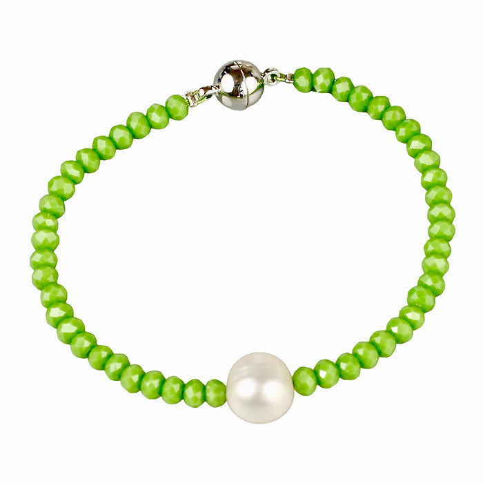 Crystal/Freshwater pearl clasp bracelet