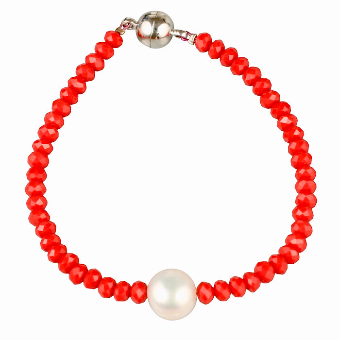 Crystal/Freshwater pearl clasp bracelet