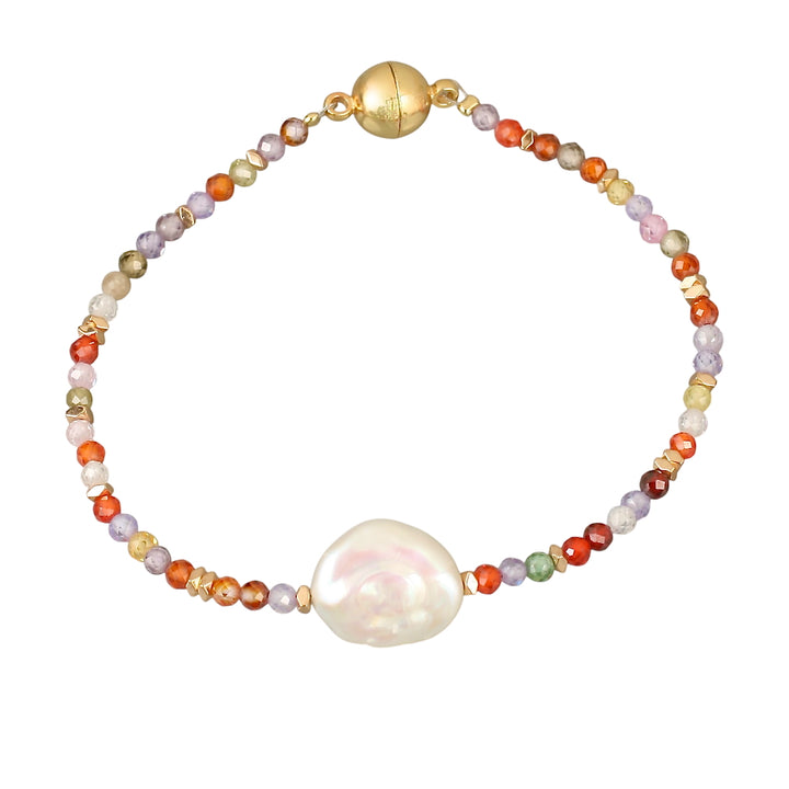 Micro Faceted Zirconia & Keshi Pearl Bracelet