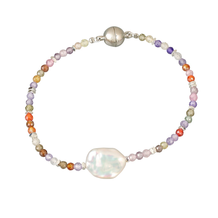 Micro Faceted Zirconia & Keshi Pearl Bracelet