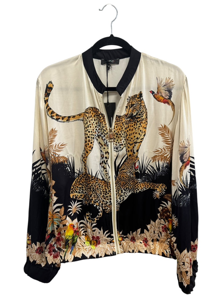 Silk Blend Leopard Bomber