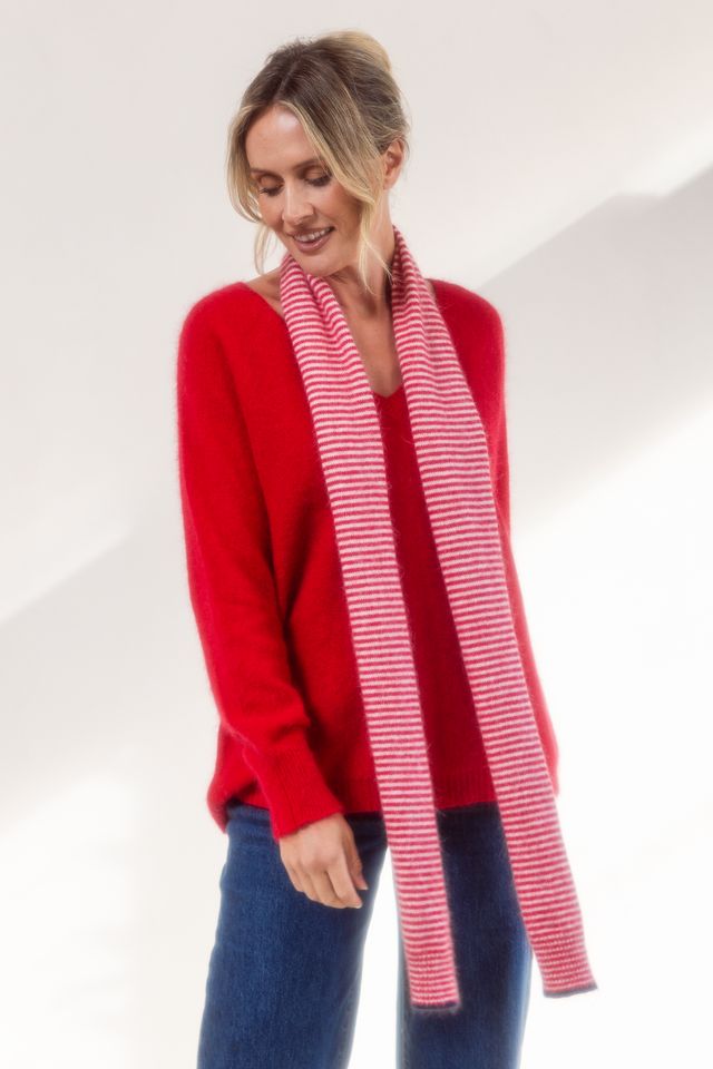 Angora Blend Stripe Scarf