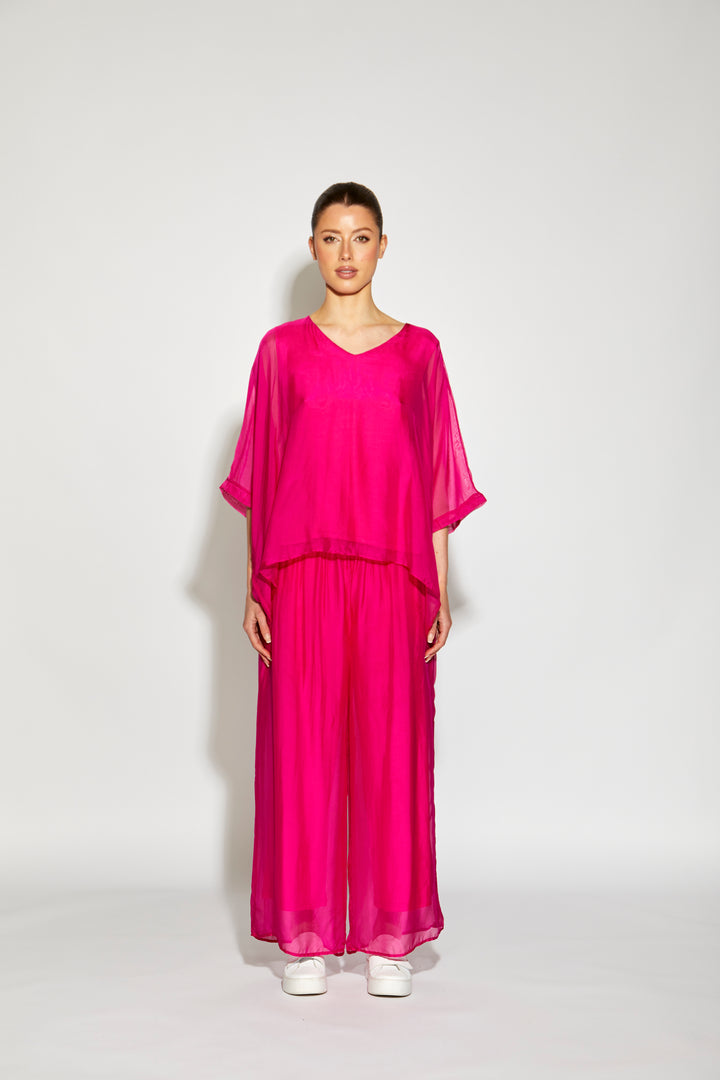 V Neck Silk Top