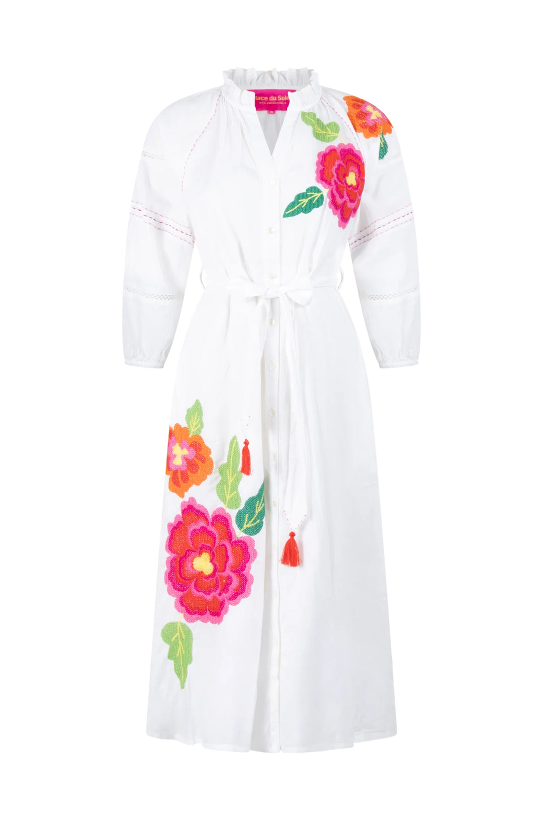 White Dress Emb Flowers