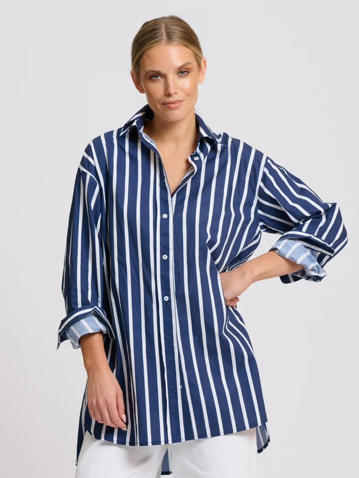 Bobbie Boyfriend Shirt- Thick Stripe