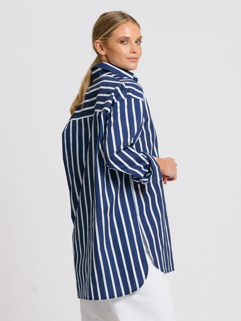 Bobbie Boyfriend Shirt- Thick Stripe