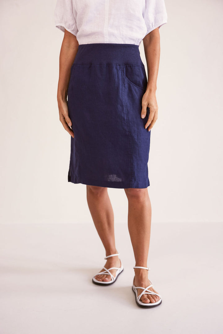 Linen Rib Waist Skirt