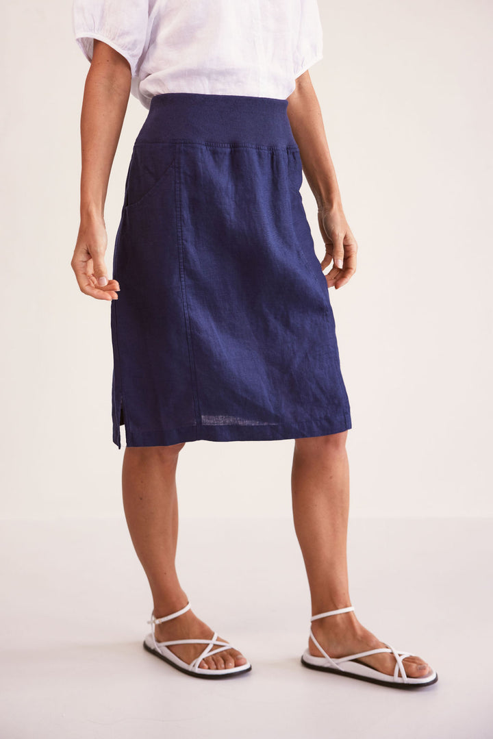 Linen Rib Waist Skirt