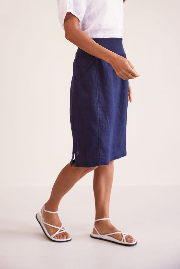 Linen Rib Waist Skirt