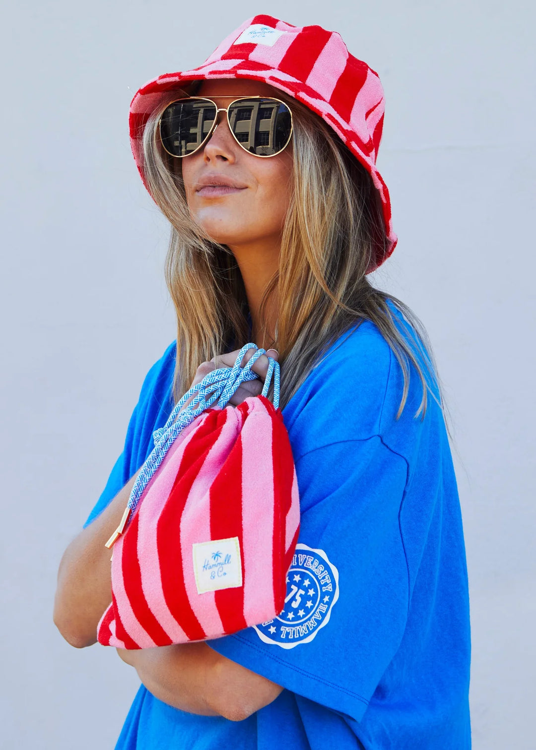 Striped Drawcord Bag