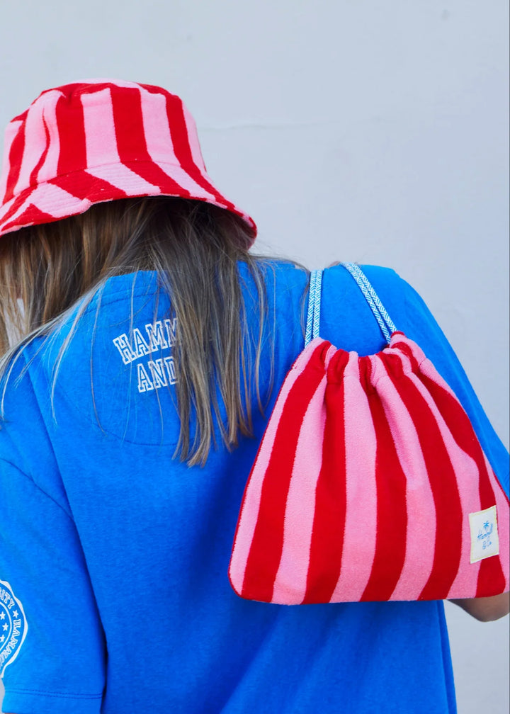 Striped Drawcord Bag