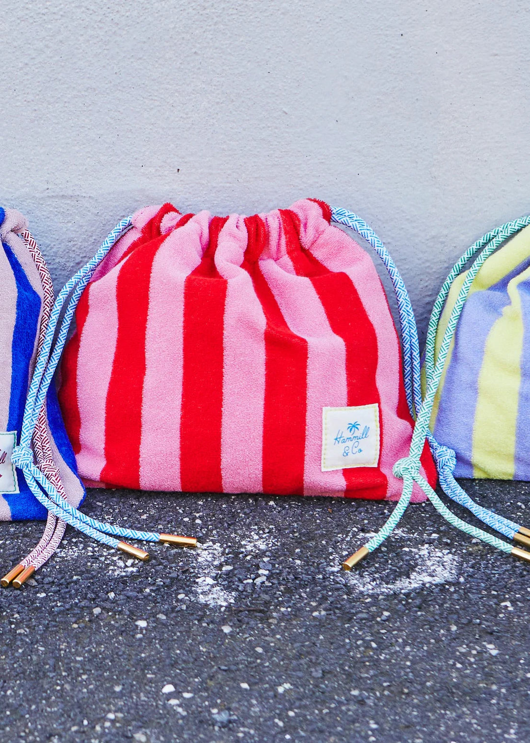 Striped Drawcord Bag