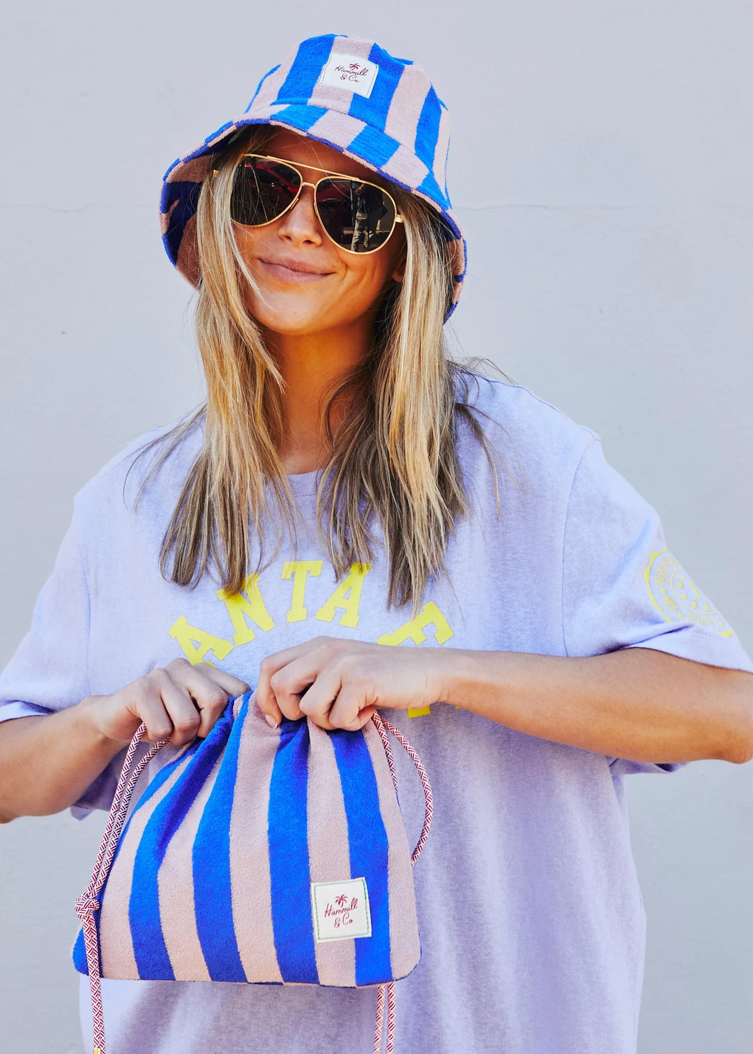 Striped Drawcord Bag