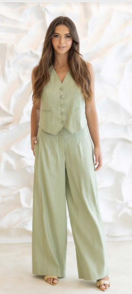 Linen Mix Wide Leg Pant