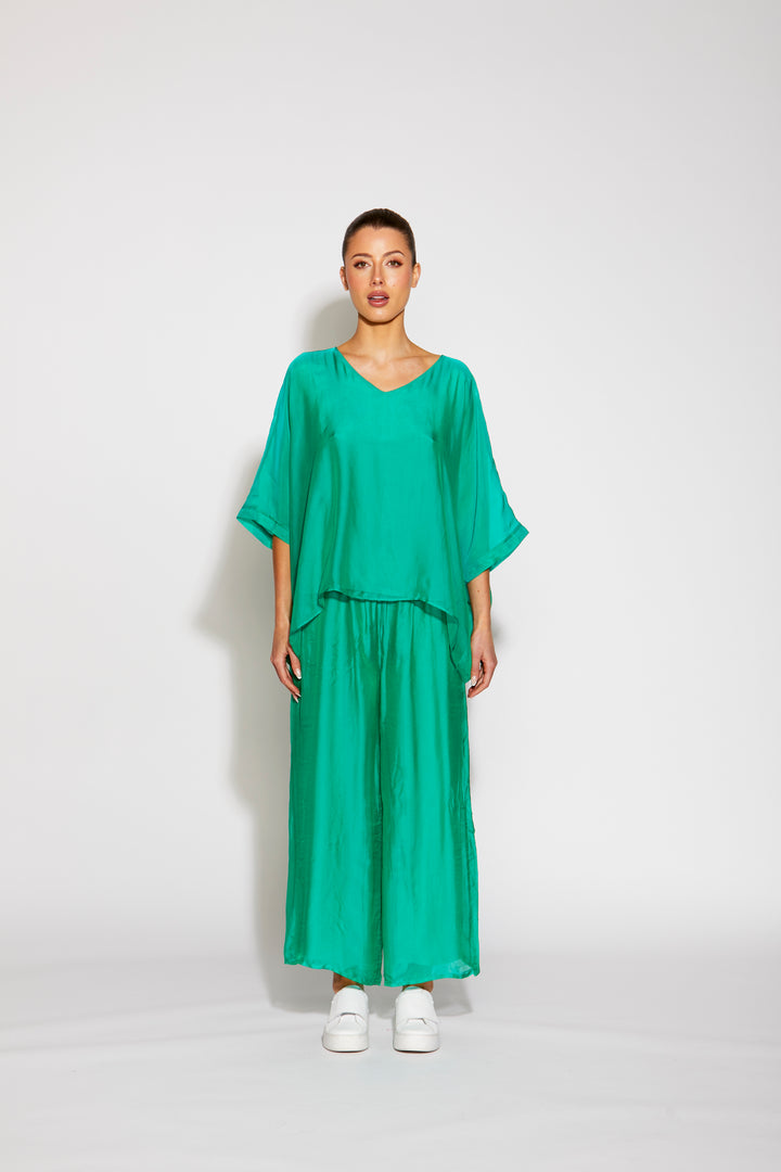 V Neck Silk Top