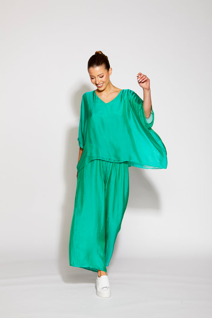V Neck Silk Top