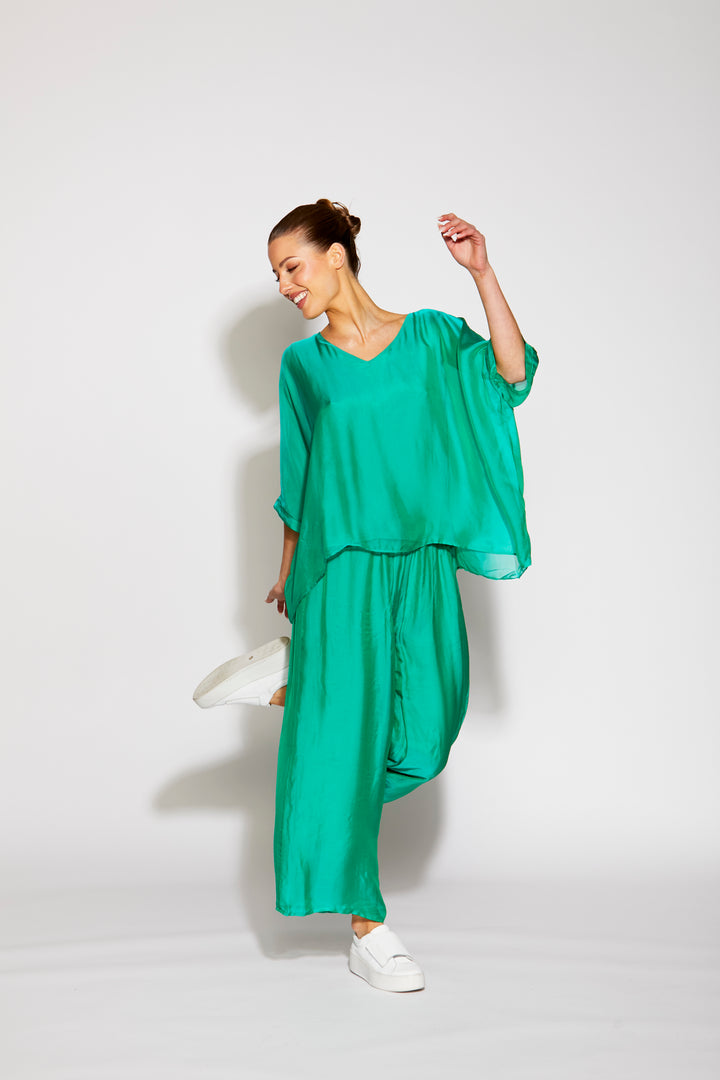 V Neck Silk Top